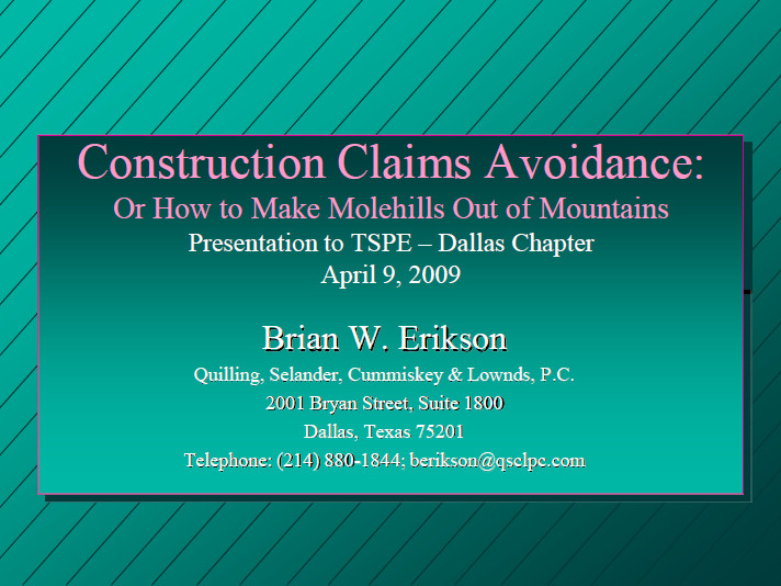 Construction Claims Avoidance - TSPE