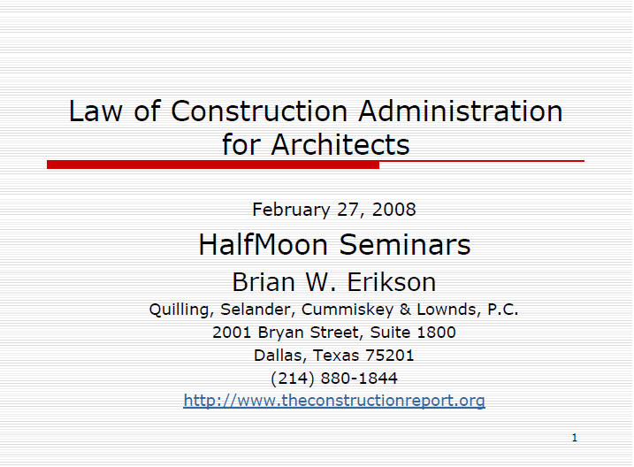 Law of Construction Administration for Architects